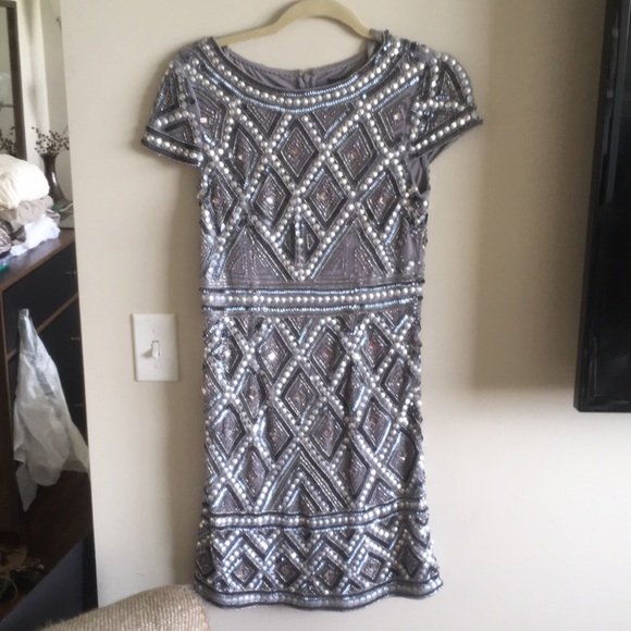 Adrienna Papell Blue/Gray US Size 2 Gown Dress - Picture 3 of 7